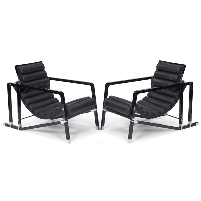 Appraisal: Eileen Gray Transat chairs pair maker unknown black lacquered wood