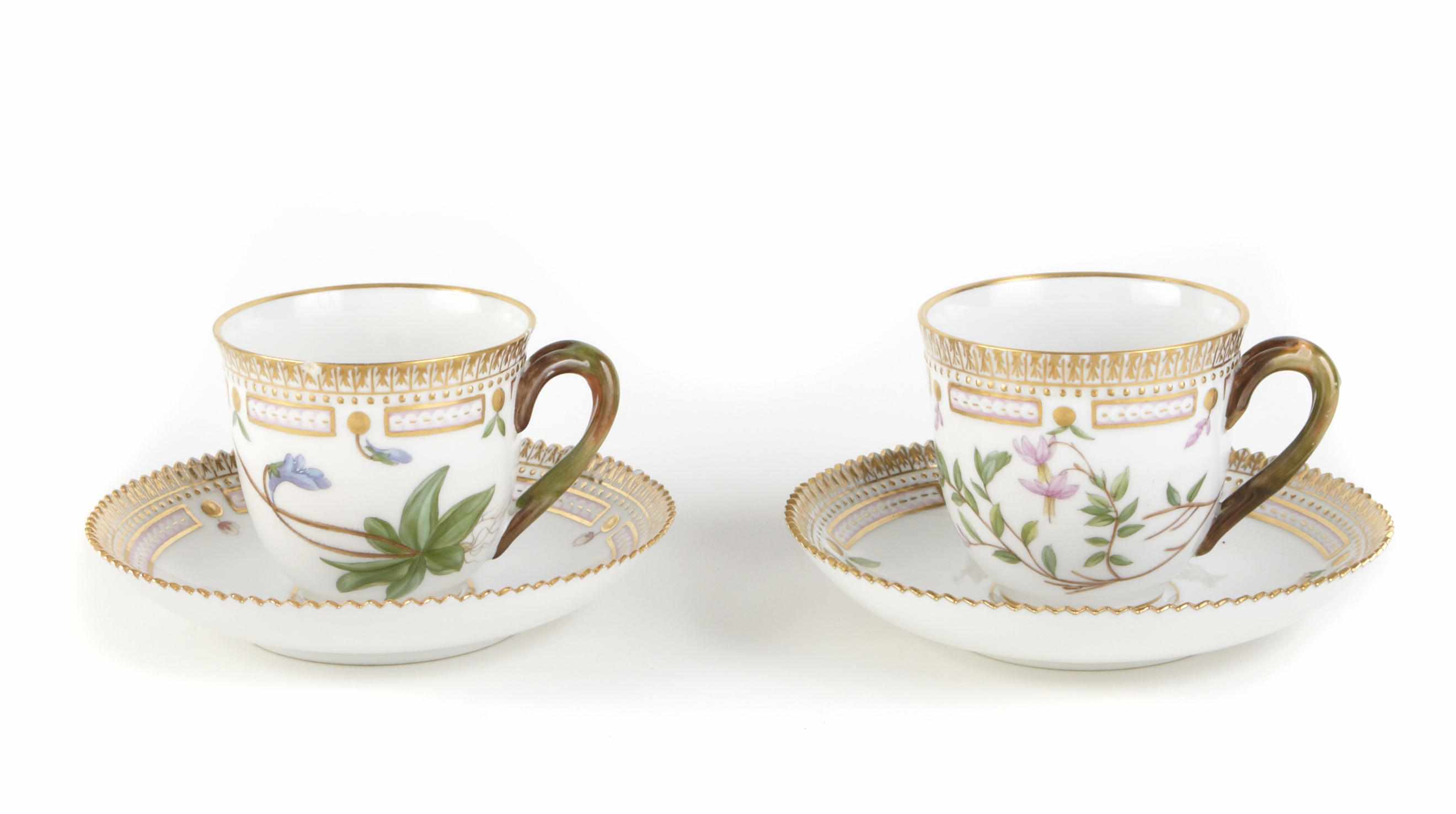 Appraisal: A set of thirteen Royal Copenhagen Flora Danica coffee cups