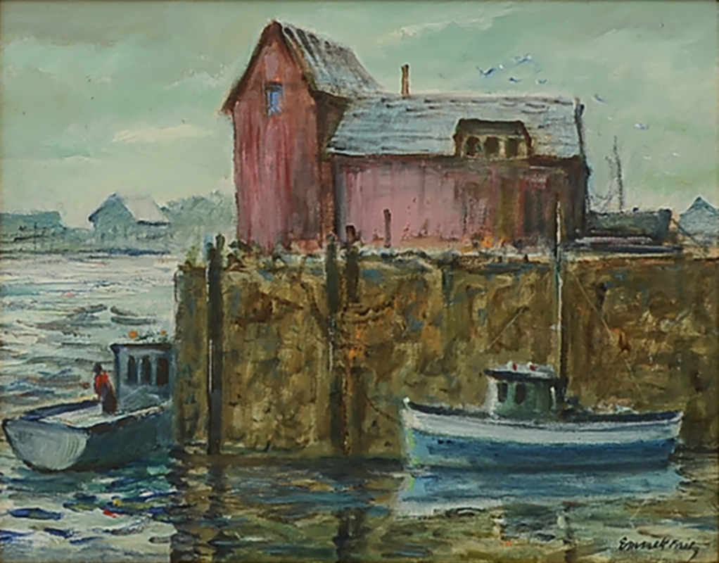 Appraisal: FRITZ Emmet American - Motif Rockport Scene Oil Canvasboard ''