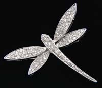 Appraisal: KT GOLD DIAMOND BROOCH Beautiful kt white gold dragonfly brooch