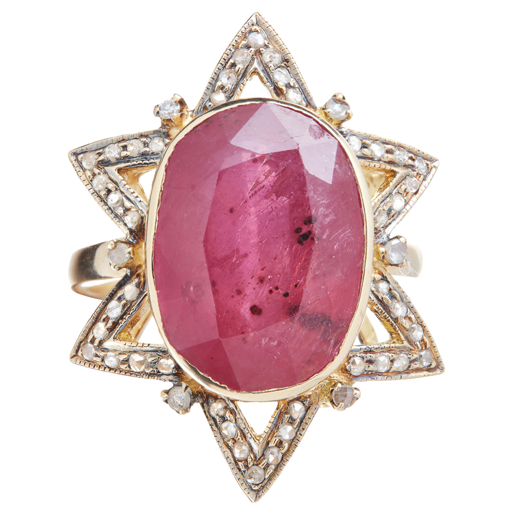 Appraisal: An early th century Russian ruby and diamond set ring