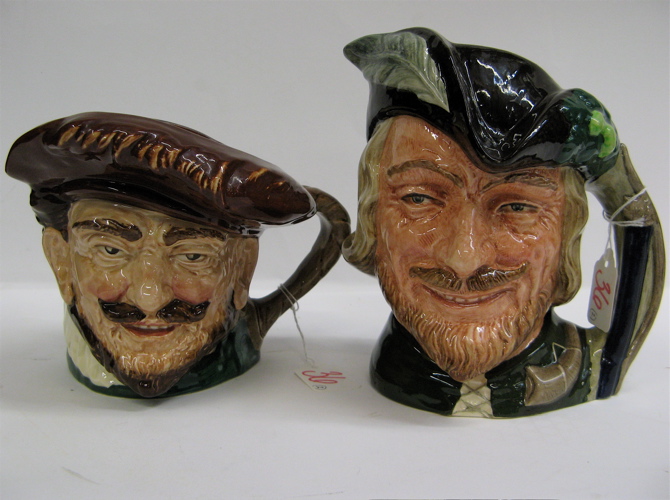 Appraisal: TWO ROYAL DOULTON LARGE CHARACTER JUGS including Robin Hood D