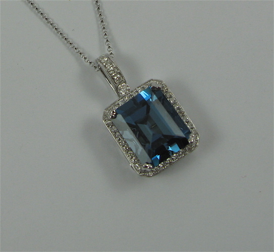 Appraisal: BLUE TOPAZ DIAMOND AND K WHITE GOLD NECKLACE with appraisal