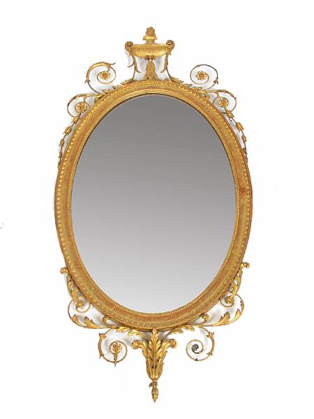 Appraisal: A George III style giltwood and gesso mirror height ft