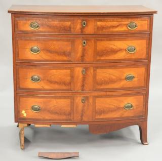 Appraisal: Federal mahogany inlaid bow front chest with scallop skirt missing