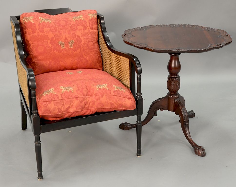 Appraisal: Two piece lot to include a Swaim armchair with caned