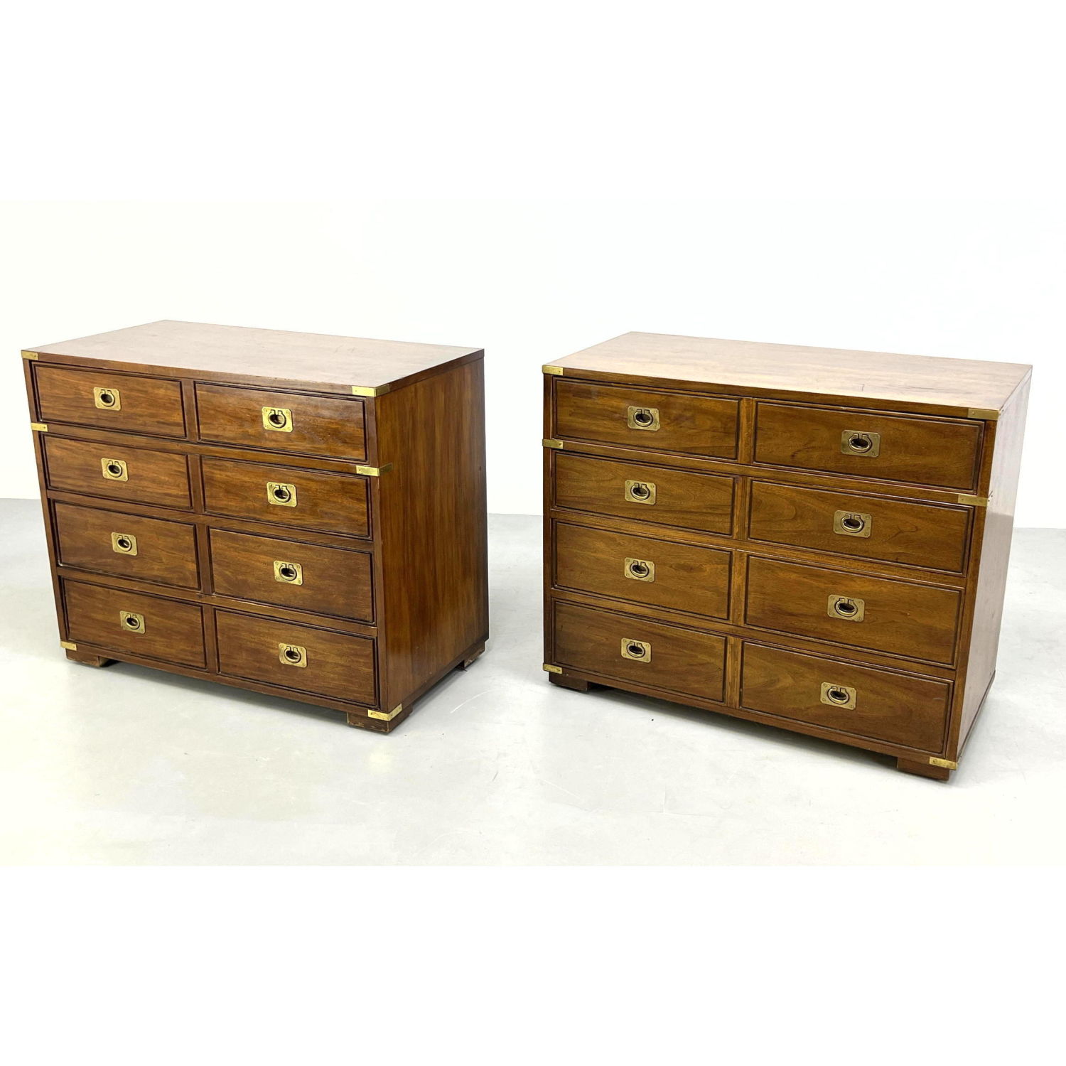 Appraisal: Pr THOMASVILLE Style Bachelors Chests Dressers Recessed brass pulls Brass