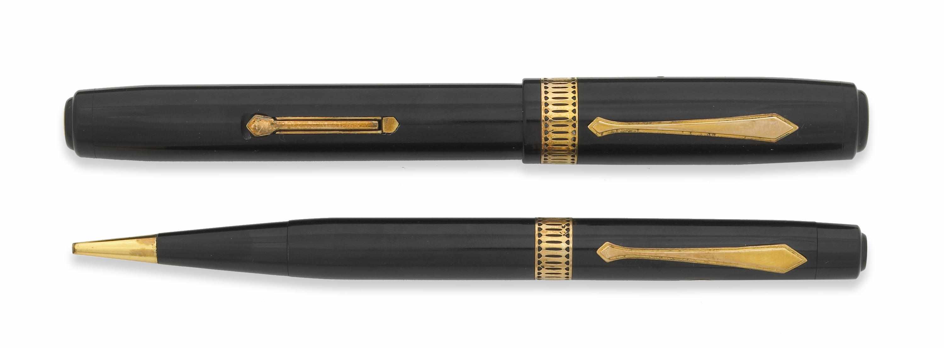 Appraisal: WATERMANS Patrician Black Hard Rubber Fountain Pen and Mechanical Pencil