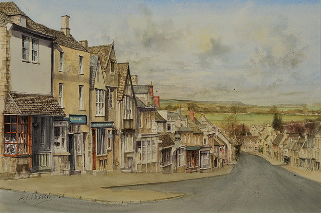 Appraisal: KEN MESSER TH CENTURY A VIEW DOWN BURFORD HIGH STREET