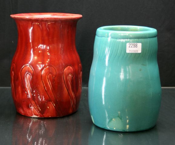 Appraisal: Two Waratah Mosman Group glazed vases by Jessie Newman one