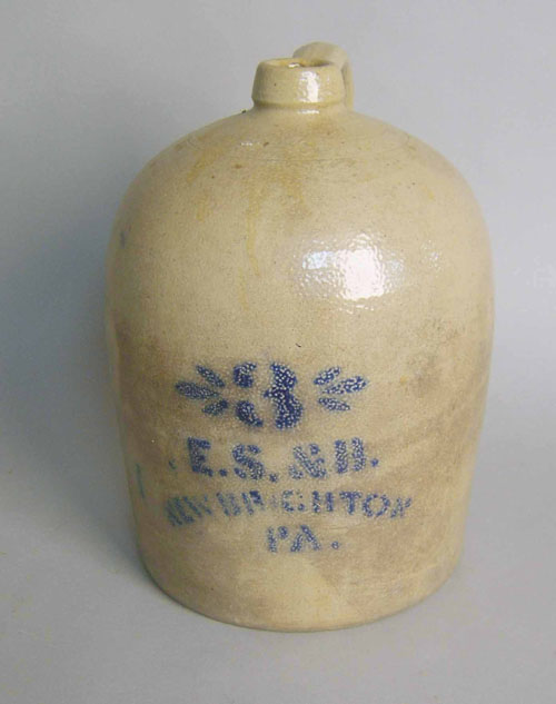 Appraisal: Three gallon stoneware jug signed E S B New Brighton