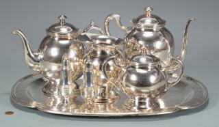 Appraisal: Heavy Peruvian Sterling Tray Tea Set Heavy Peruvian silver tea