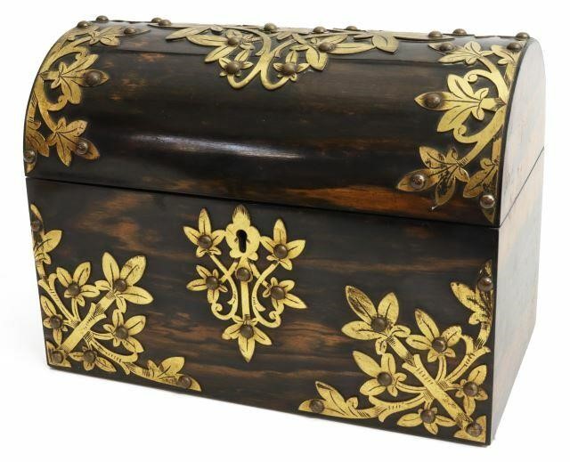 Appraisal: English Victorian coromandel casket document box mid th c domed