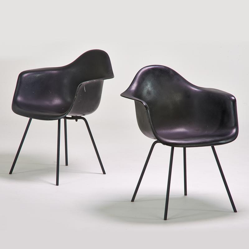 Appraisal: CHARLES AND RAY EAMES HERMAN MILLER Pair of shell armchairs