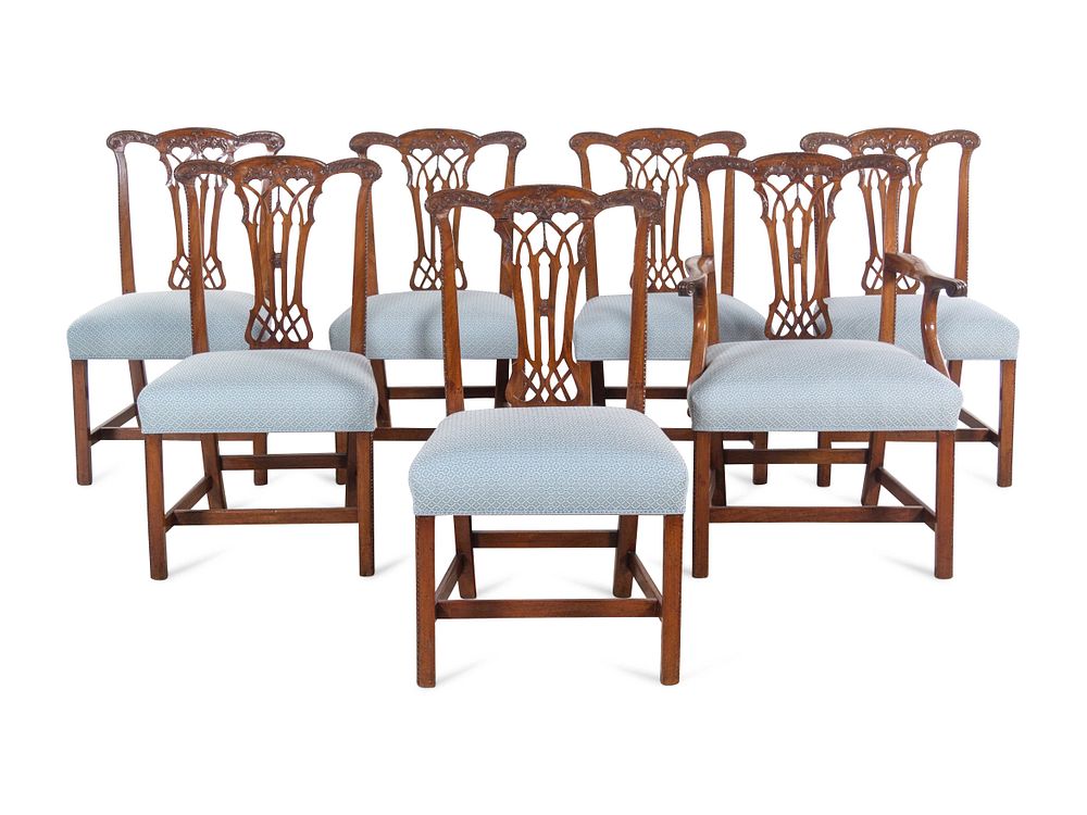 Appraisal: A Set of Eight George III Style Mahogany Dining Chairs