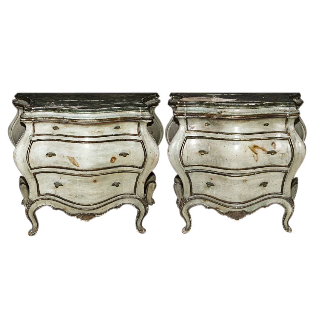 Appraisal: Pair of Italian Rococo Style Painted Chests of Drawers Height