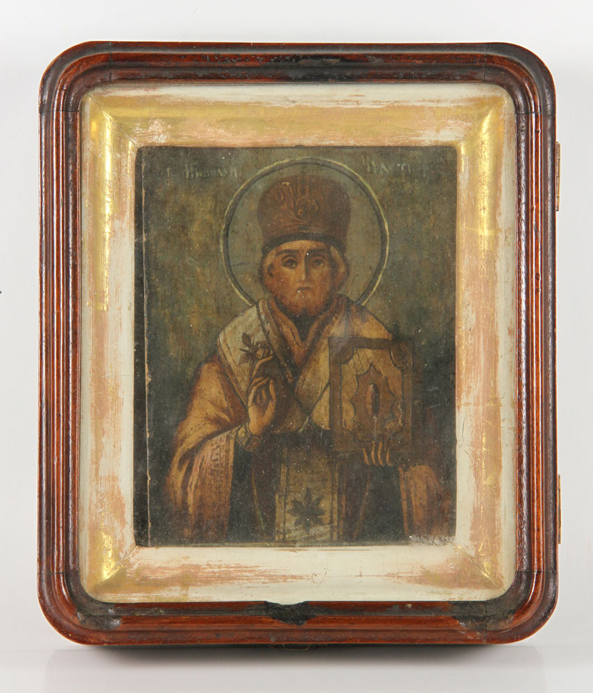 Appraisal: - th C Russian Icon in Shadow Box th century