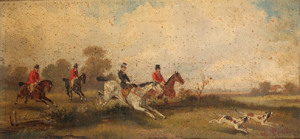 Appraisal: CHARLES NOEL The hunt going over a hedge signed and