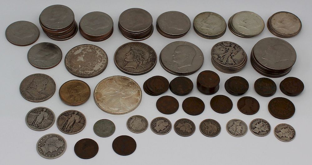 Appraisal: COINS Grouping of Assorted American Coins Includes Kennedy half dollars