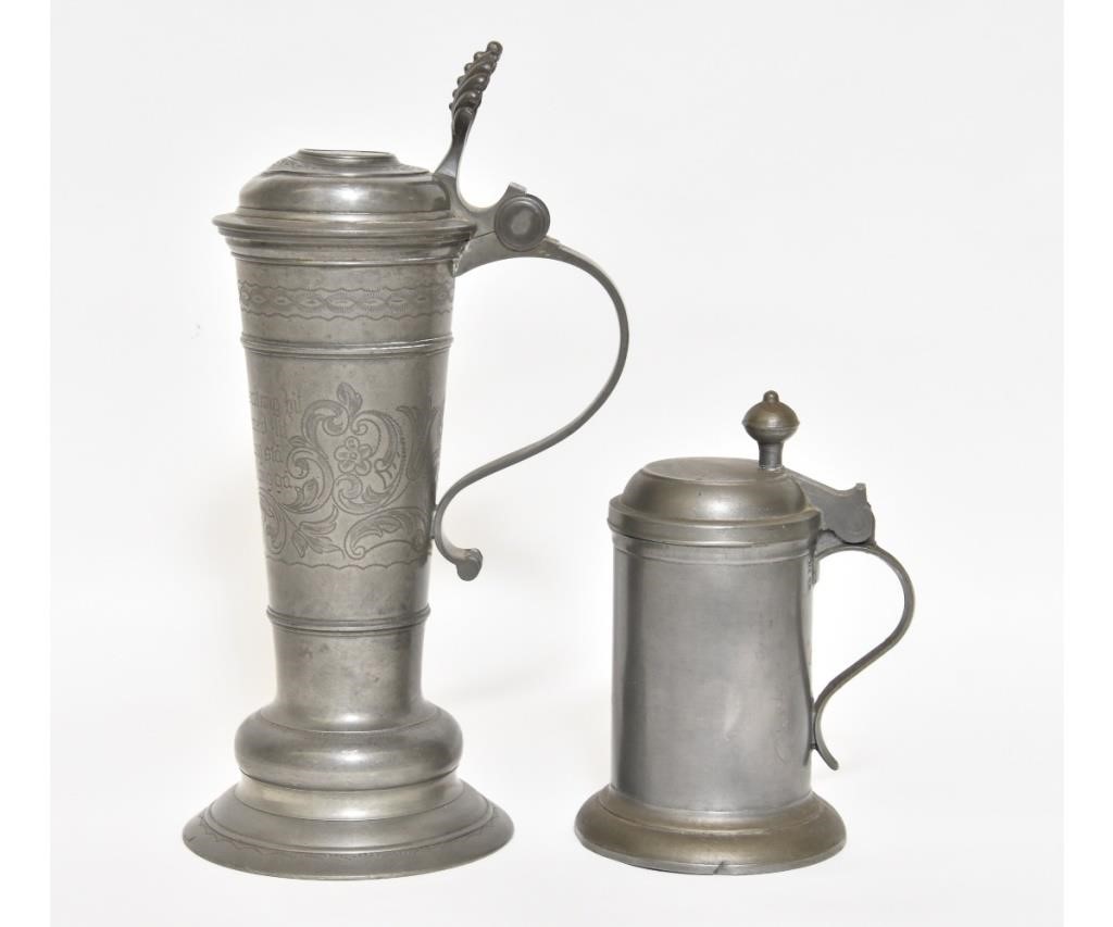 Appraisal: Large pewter flagon the lid with coin of Carolus Rex-King