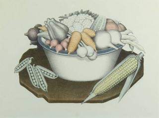 Appraisal: Print by Grant Wood Grant Wood American - Vegetables color