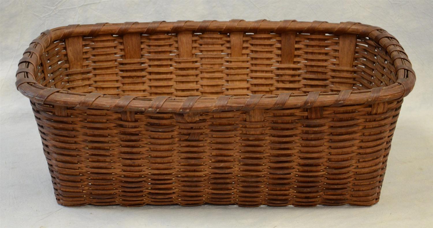 Appraisal: New Jersey oak splint rectangular basket mint condition great patina