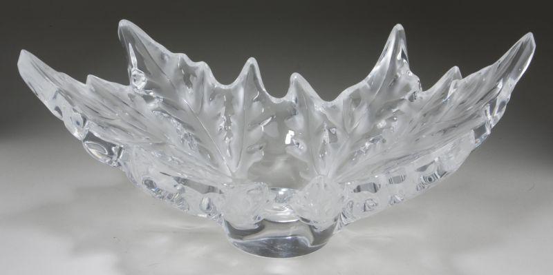 Appraisal: Lalique Oak Leaf Center Bowl large angular molded centerpiece bowl