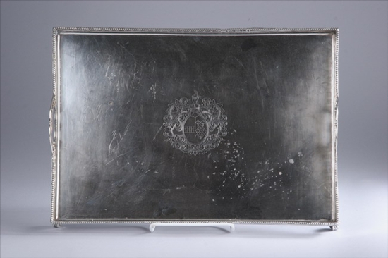 Appraisal: DUTCH SILVER GALLERY TRAY DWR maker's mark Rectangular form on