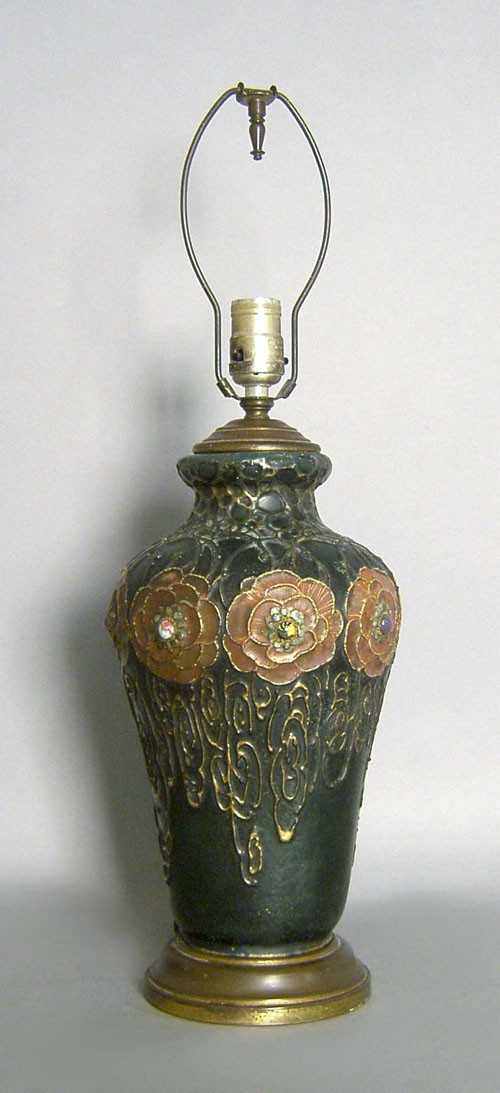 Appraisal: Art nouveau pottery lamp early th c h