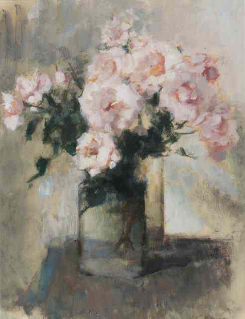 Appraisal: JEAN LAUDY - Still life of white and pink roses