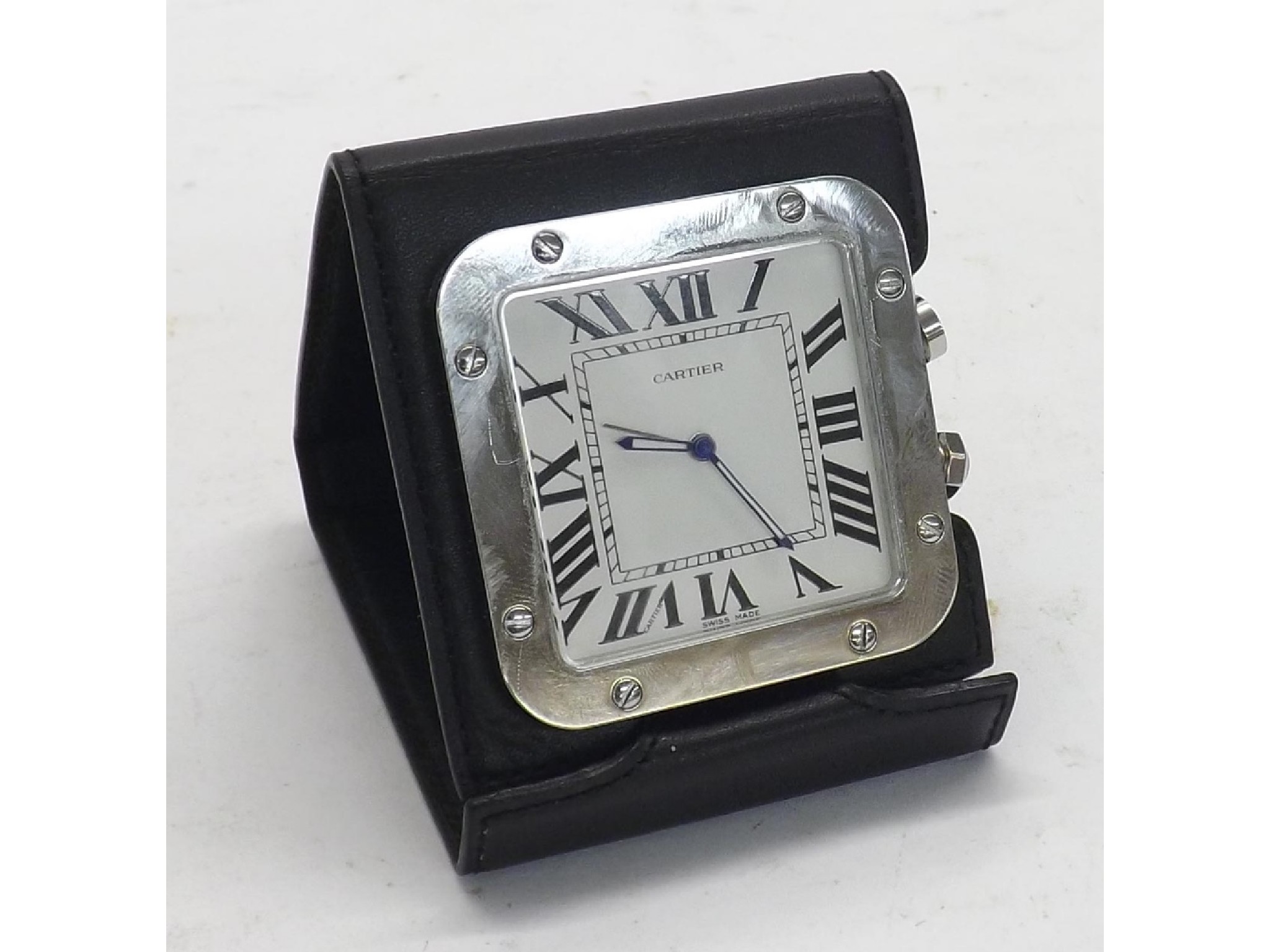 Appraisal: Y AT Cartier Santos travel alarm desk clock ref no