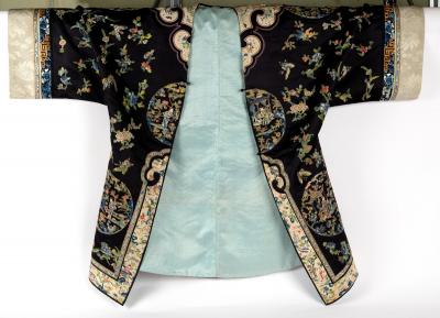 Appraisal: A Chinese mandarin robe circa dark blue with roundels of