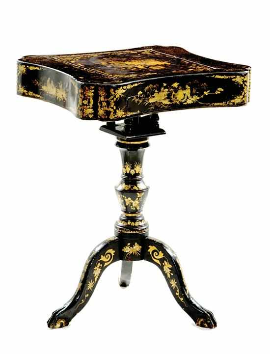 Appraisal: China Trade Regency chinoiserie wood and papier-mache game table circa