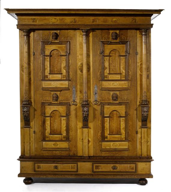 Appraisal: HALL CUPBOARD Renaissance Revival Germany Oak ash and walnut inlaid