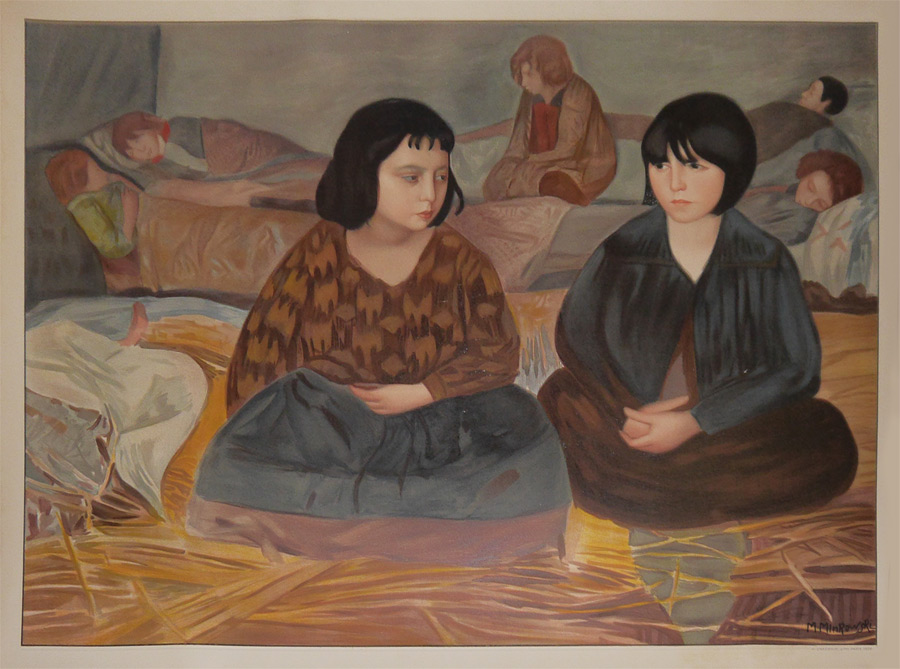 Appraisal: MINKOWSKI Maurice Polish - Seated Girls in an Orphanage Lithograph