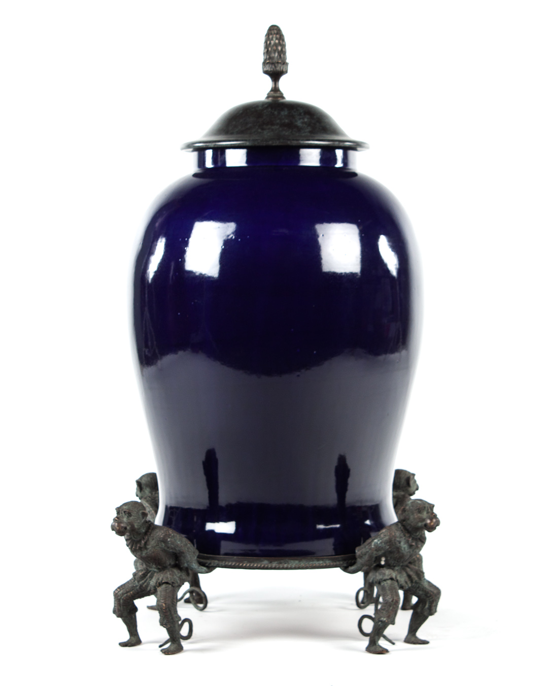 Appraisal: Continental style monumental cobalt porcelain jar th century baluster-form jar