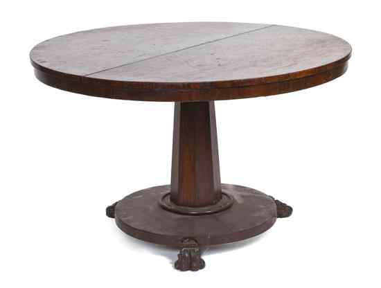 Appraisal: A Continental Rosewood Center Table having a circular top over