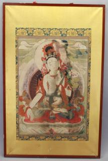 Appraisal: Antique Framed Tibetan Thangka Antique Framed Tibetan Thangka Sight Size