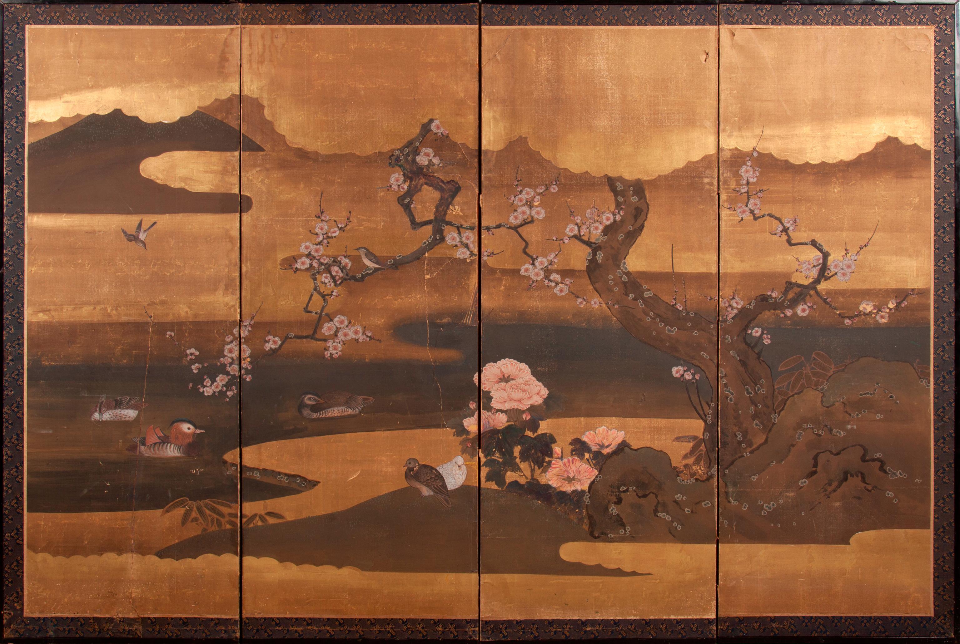 Appraisal: ROBERT CROWDER ATTR JAPANESE-STYLE FOUR-PANEL SCREEN Robert Crowder attributed Beverly