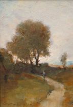 Appraisal: Oil on Board in the Manner of Corot View of