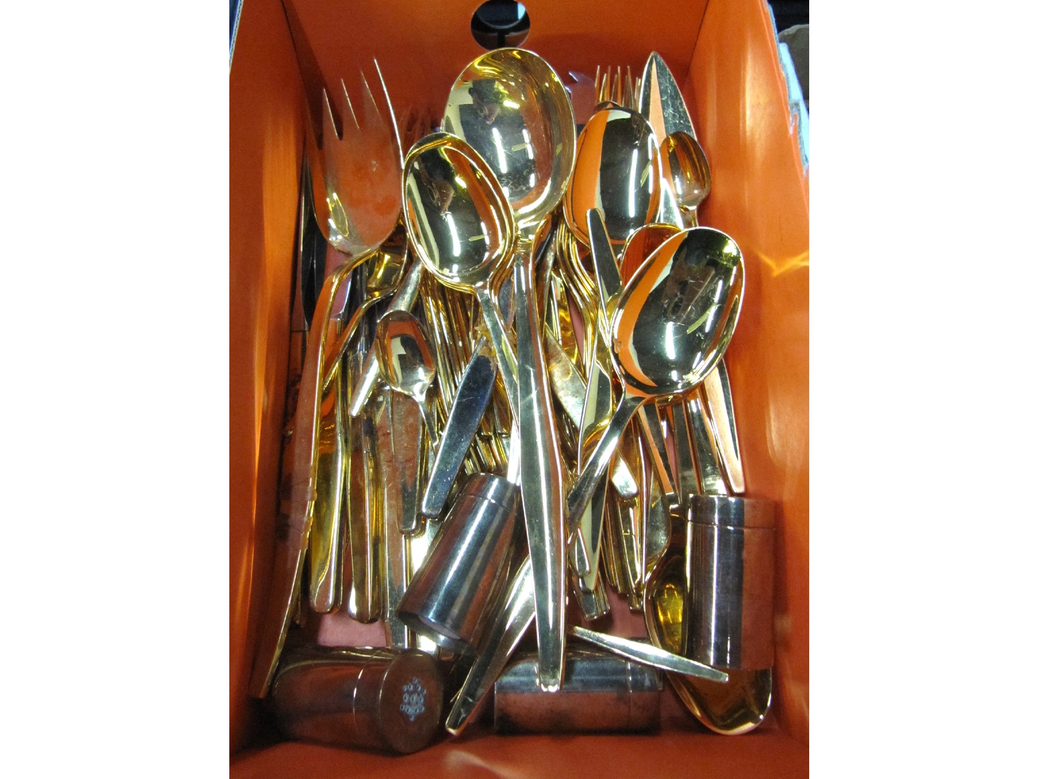 Appraisal: A box of loose Christofle gilt cutlery