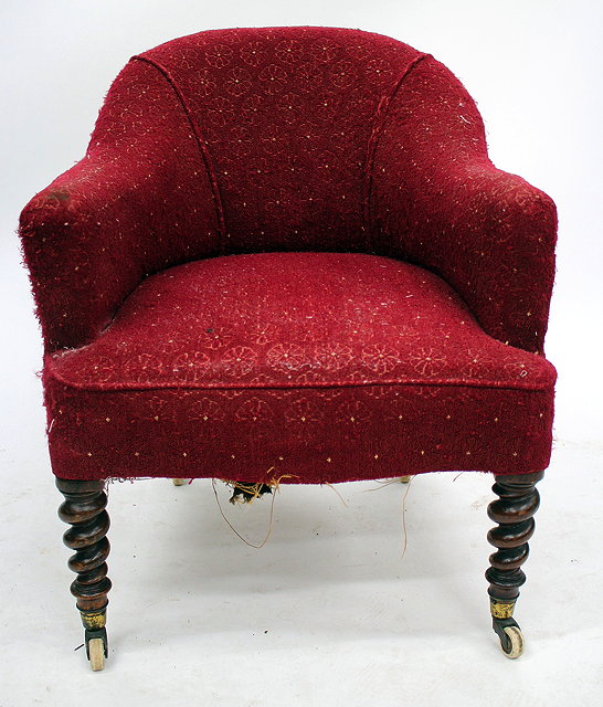 Appraisal: A RED UPHOLSTERED TUB CHAIR