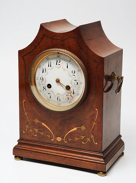 Appraisal: A TH CENTURY MAHOGANY CASED MANTLE CLOCK with copper and