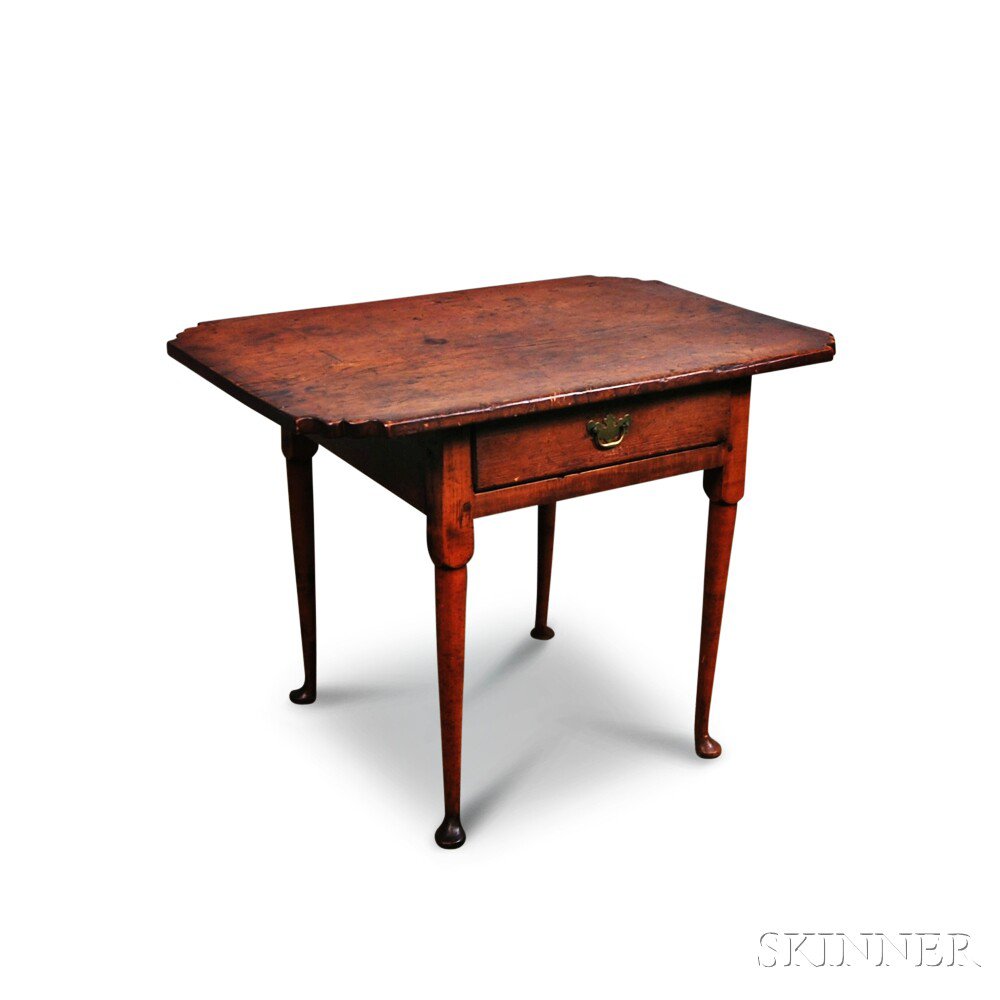 Appraisal: Queen Anne Maple and Pine One-drawer Tavern Table New England