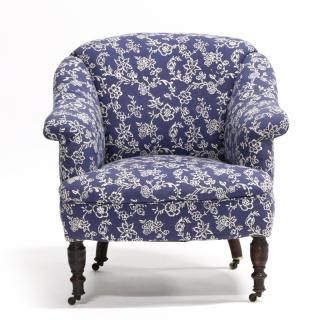 Appraisal: Edwardian Club Chair circa over-upholstered raised on casters x x