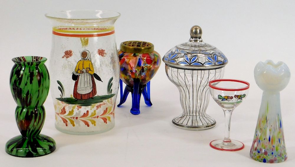 Appraisal: Assorted Bohemian Czech Art Glass Vase Jar Group Assorted Bohemian