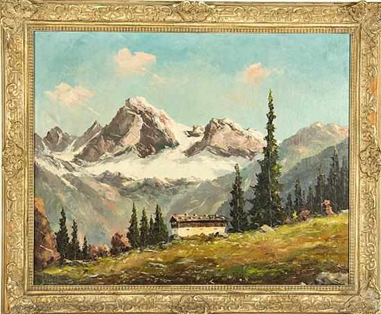 Appraisal: K Liegnitz Austrian th century ALPINE SCENE oil on canvas