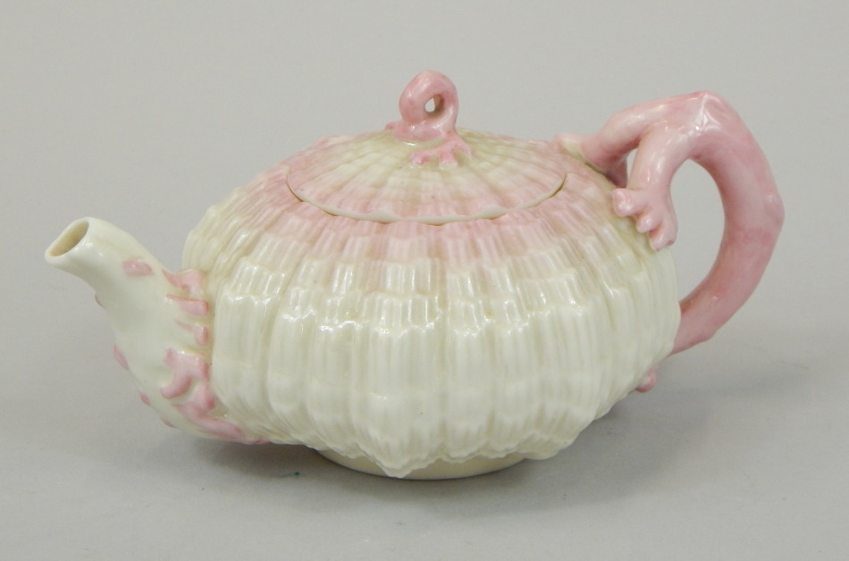 Appraisal: A first period Belleek porcelain anemone shaped teapot picked out