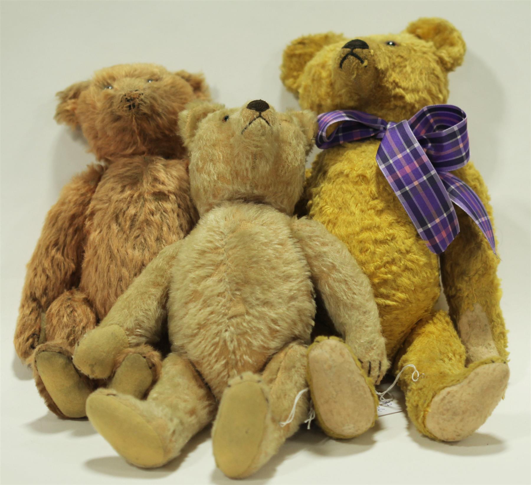 Appraisal: THREE NICE MOHAIR BEARS American or German early th century