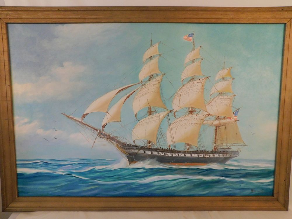 Appraisal: SILVA FERNANDES MAST SHIP PAINTING Large oil on canvas of